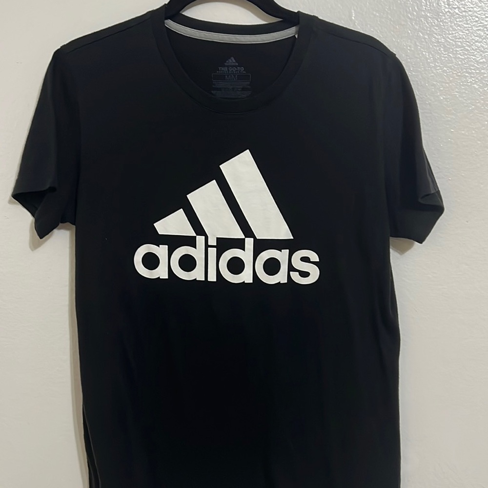 Black and white adidas tee